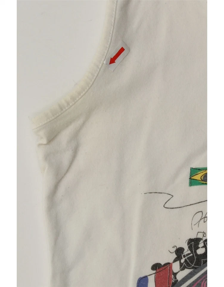 BUFFALO Womens Graphic Vest Top UK 12 Medium White Cotton DD58 - Image 3 of 4