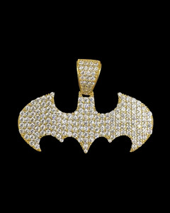 Authentic Gold Plated Bat Emblem Pendant 925 Fine Silver