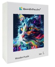 NEW SEALED BOX  Quordle mist form CAT WOODEN JIGSAW PUZZLE small A5 animal shape
