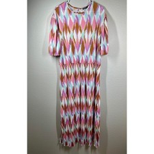 Nasty Gal Collection Pleated Maxi Dress Geometric Print  RainbowWaist Size 18