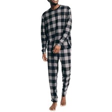 Nautica Men's XL Pajama Set L/S Crew Tee and Pants Waffle Knit Plaid MSRP 98