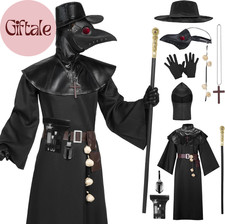 Halloween Men Plague Doctor Costume Set, Adult Plague Doctor Accessories Costume