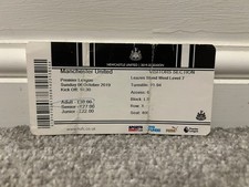 2019 Newcastle United  vs Manchester United Used Match Ticket Stub