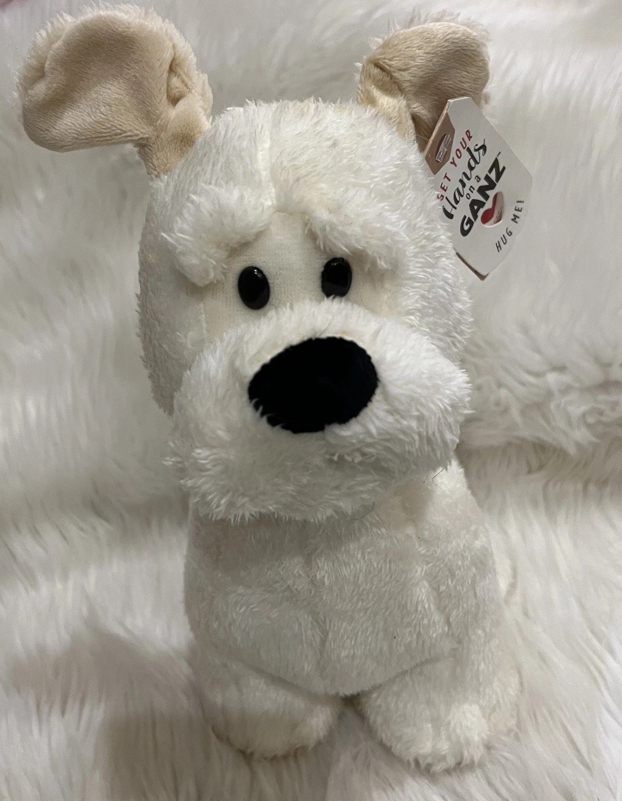 Ganz Ralph the Dog Plush Off White Beige Ears Stuffed Animal Tags 9”