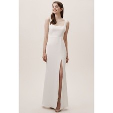 New Anthropologie BHLDN Adena Crepe Dress $198 Maxi SIZE 4 Ivory
