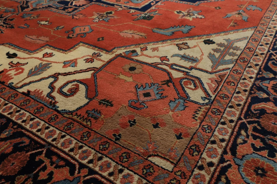 8'10''x9' Square Hand Knotted Wool Teracotta Herizz Traditional Rug - Image 3 of 4