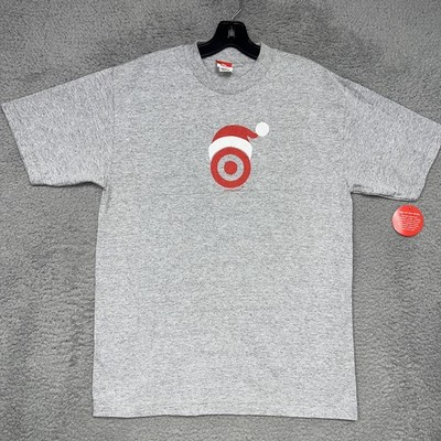 NOS Target Store Logo Santa Hat T Shirt Men's Sz M Gray Christmas 2000's Y2K Tee