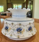 Vintage Quoizel Abigail Adams Blue Floral Ruffled Edge Milk Glass Lamp Shade