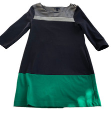 Gap Dress Green Blue Grey Striped Cotton Knit 3/4 Sleeve Stretch Warm Nautical M