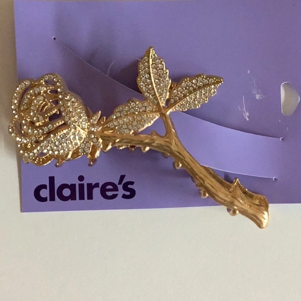 Juego de pinza y pinza de pelo Claire's Bedazzled Gold Rose and Pearl. Nuevo en paquete Foto 2 de 4