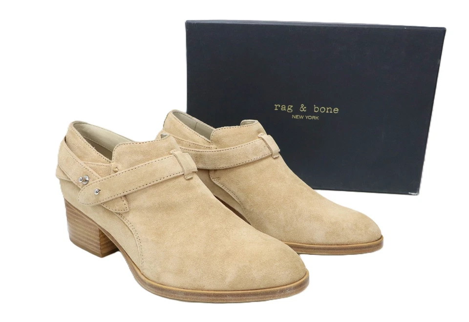 Rag & Bone Harley Boot Schuhe Damen (Eu) 38 Beige Suede Stiefeletten Blockabsatz - Bild 1 von 4