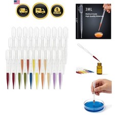 50 PCS Plastic Disposable Transfer Pipettes,3ML Calibrated Graduated Eye Drop...