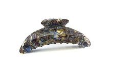 Long large abalone sea shell effect purple blue gold hair claw clip