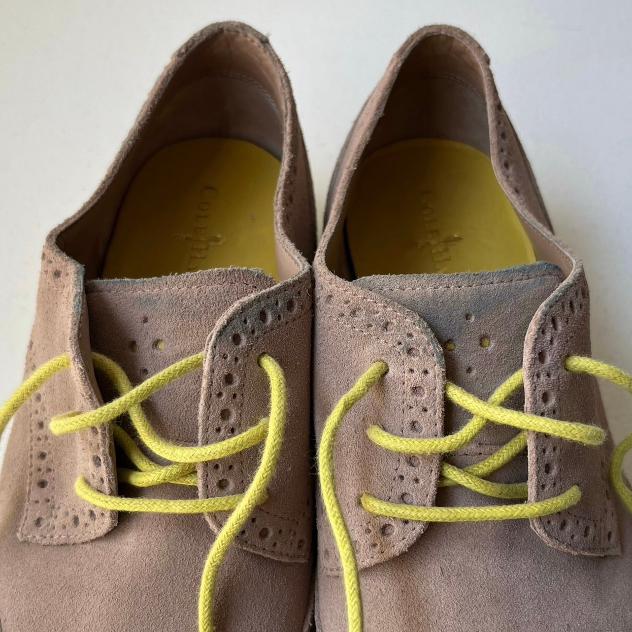 Cole Haan Alisa Lunargrand Wingtip Oxfords Women's 7.5 Tan Neon Suede Preppy