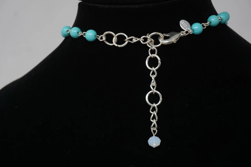 Gargantilla de goteo de cristal con cuentas azul turquesa de Chico's babero cascada 19"" Foto 4 de 4