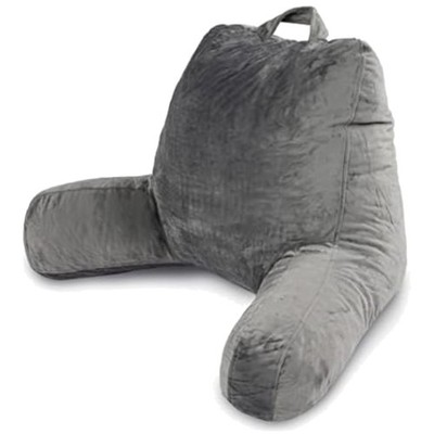 Luxuriously Soft Memory Foam Reading Pillow with Arms - Adjustable Grey Comfort