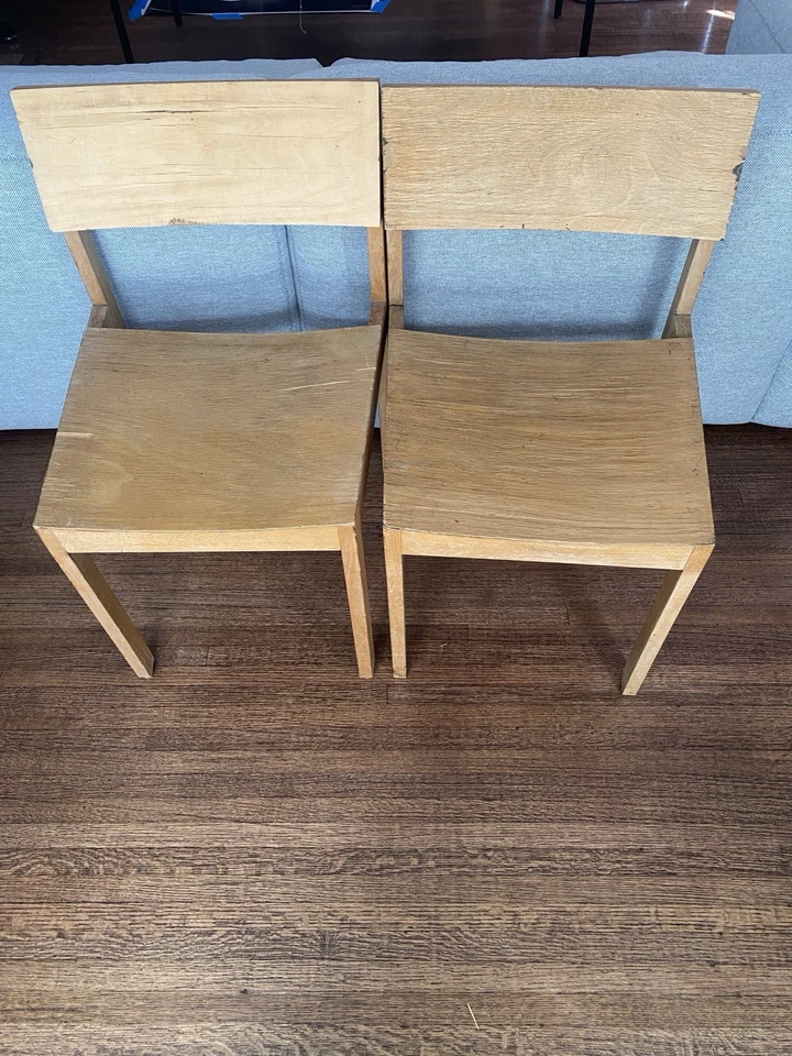 Sillas modernistas de madera contrachapada, par (2) Alemania años 60 Foto 2 de 4