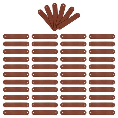 50Pcs Leather Tags, 85mm Leather Labels Handmade with 2 Holes,Brown