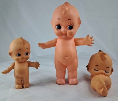 Vtg  Kewpie Doll Rubber Made in Korea  & Taiwan Lot 3pc Sleeping Standing 5.5''