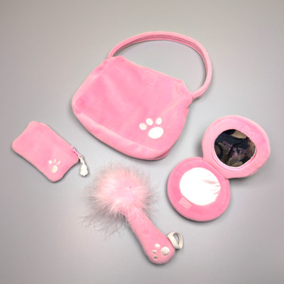 Bear Factory rosa Pfotenabdruck Handtasche Handtasche kompakt Spiegel und Bürste Konvolut