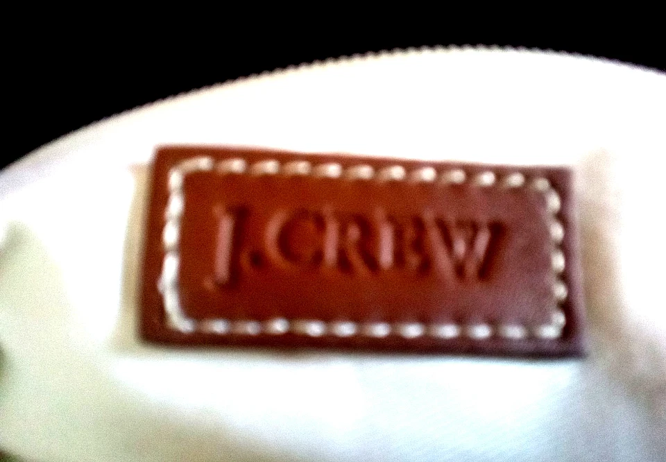 J Crew Bolso de Mano Cartera Ojales Tela Forro de Seda Mango de Madera Nuevo Mancha de Madera Menor Foto 3 de 4