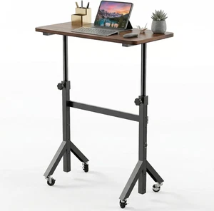 32'' Petit bureau debout réglable, Bureau mobile debout avec roues, Por