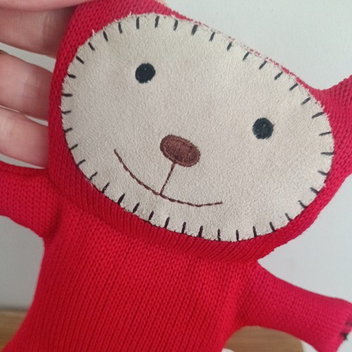 Jellycat Red Flat Cat Kitten Beanbag Knitted Very Rare - Afbeelding 7 van 7