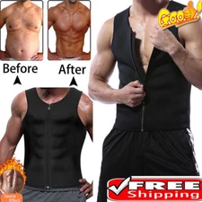 Men's Neoprene Sauna Sweat Body Shaper Waist Trainer Fat Burner Vest Workout US