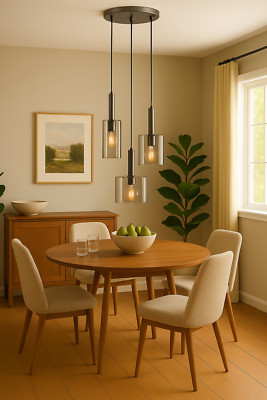 Edge Lighting Chicago Designer LED Triple Pendant Smoked Glass Modern Industrial
