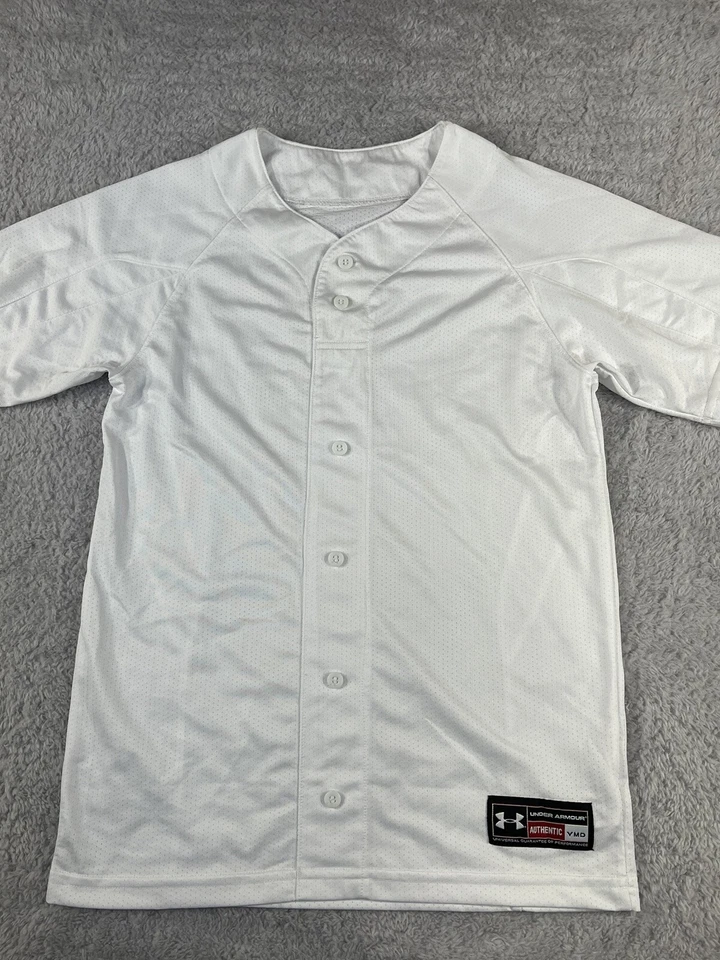 Camiseta de béisbol Under Armour juvenil mediana clásica de 2 botones blanca manga corta Foto 2 de 4