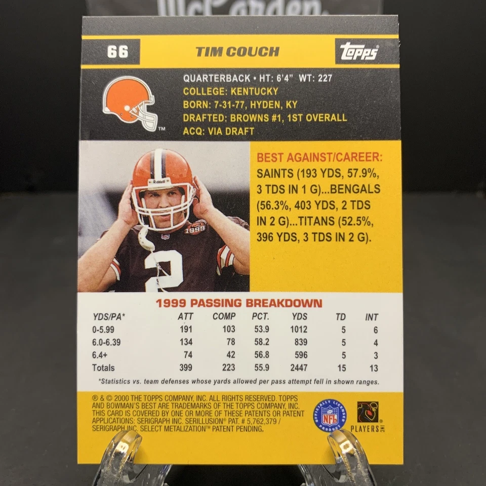 2000 Bowman's Best Tim Couch #66 Cleveland Browns - Image 2 of 2