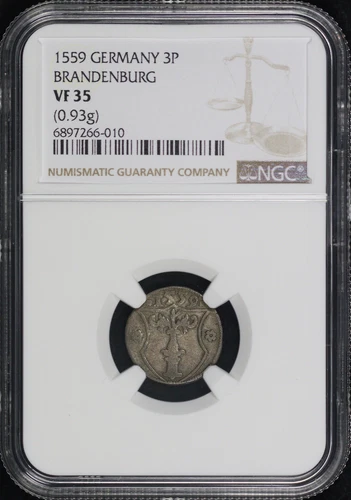 1559 German States Brandenburg Silver 3 Pfennig MB #128 (0.93g) NGC VF-35