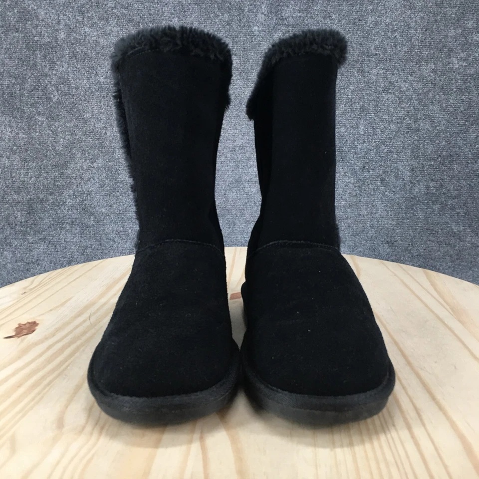 Botas de nieve de invierno Minnetonka para mujer 8 M de cuero negro forradas de piel sintética Foto 4 de 4