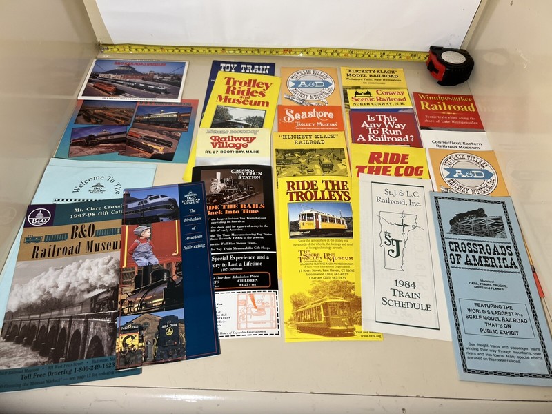 Vintage Railroad & Trolly Museum Lot: Brochures, Pamphlets, Catalog, Postcards