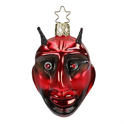 Inge Glas Krampus Head German Glass Christmas Tree Ornament FREE BOX