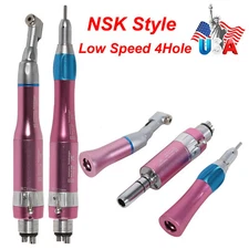NSK Style Dental Slow Low Speed Handpiece Kit Latch E-type Attach Pink 4Holes