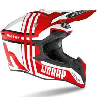 Airoh Wraap MX Helm Broken Gloss Red Off Road Motocross Quad ATV