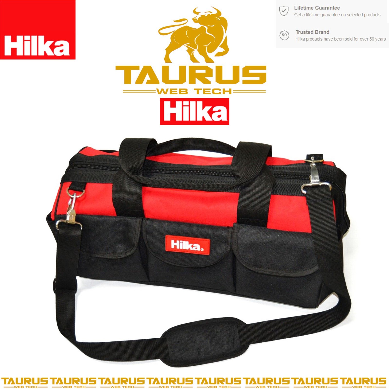 18" HILKA Heavy Duty Padded Base Tool Bag Multi Purpose DIY 18 Storage Pocket UK
