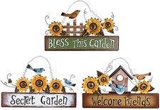 Metal Sunflower Bird Welcome Sign Decorative Front Door Wall Plaque Decor