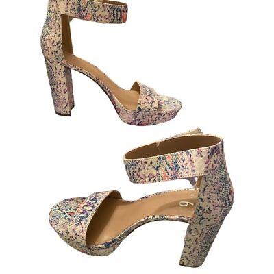 Mix no 6 Traci platform pastel reptile print Hook & loop ankle strap sandal 9.5