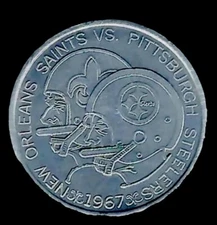 1967 New Orleans Saints NFL Vtg Old 1st Season Doubloon Coin Steelers Jax Beer !