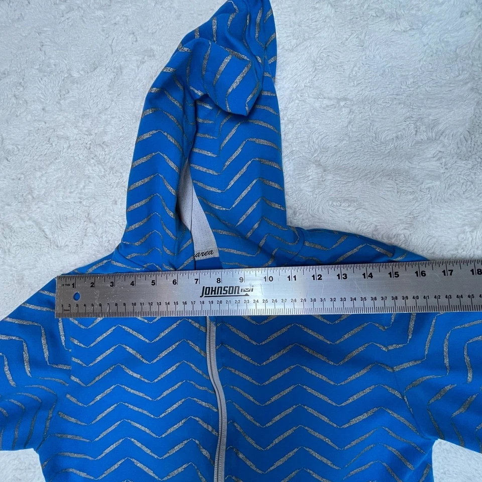 Chaqueta Marea Sportwear para mujer 2 azul plateado Chevron cremallera sudadera con capucha bolsillo elástico Foto 3 de 4
