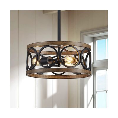 XINGQI Farmhouse Drum Pendant Light Modern 3-Light 13'' Chandeliers for Dining...