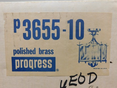 NEW Vintage MCM Progress Lighting Ceiling Light Polished Brass Glass P3655-10 - Picture 1 of 4
