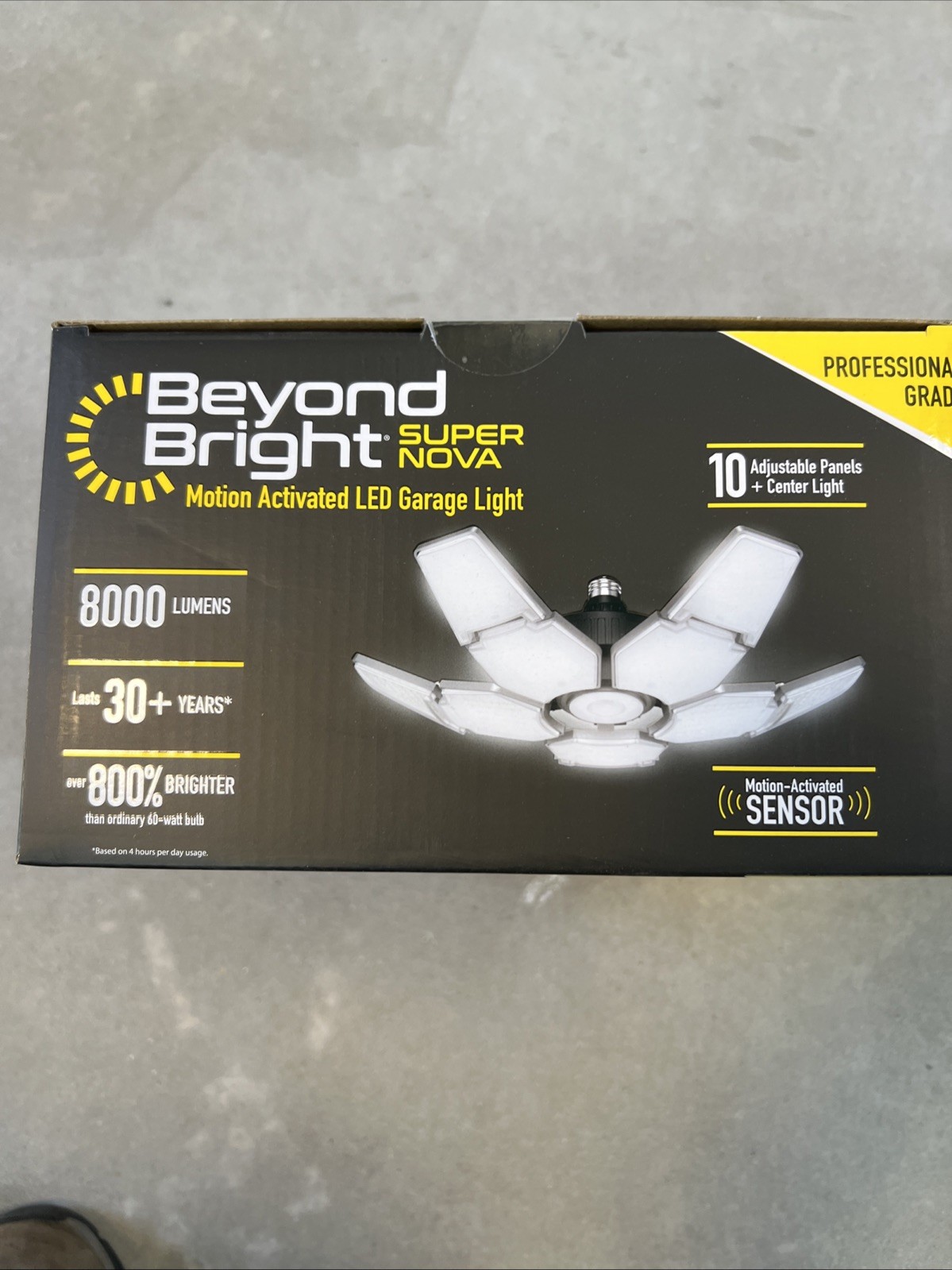 Beyond Bright 8000 lm LED Garage Light with 10 Panels 372 Bulbs Motion ...
