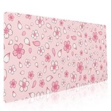 Pink Cherry Blossom Gaming Mouse Pad XXL Cute Anime Aesthetics Floral Extende...