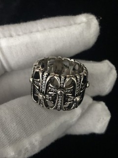 Anello Croce Cimitero Cuori Cromati Zirconi Diamanti Misura 7 5 99c Asta Senza Riserva