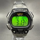 Timex Ironman Watch Men 38mm Digital Silver Tone Alarm Chrono Round New Batt VTG