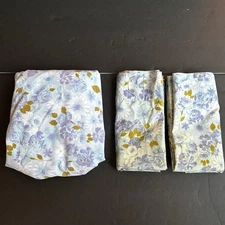 Vintage Lady Pepperell Blue Floral Double Fitted Sheet & 2 King Pillowcases.