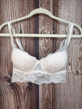 Fredericks of Hollywood 73120 Lace Underwired Bra Long Line Push Up Beige 36D